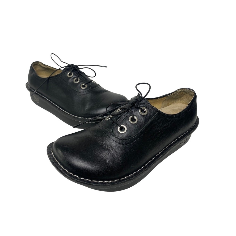 Alegria Black Leather Lace Up Rocker Bottom Shoes Womens Size 36/ US 6-6.5 - Picture 2 of 8